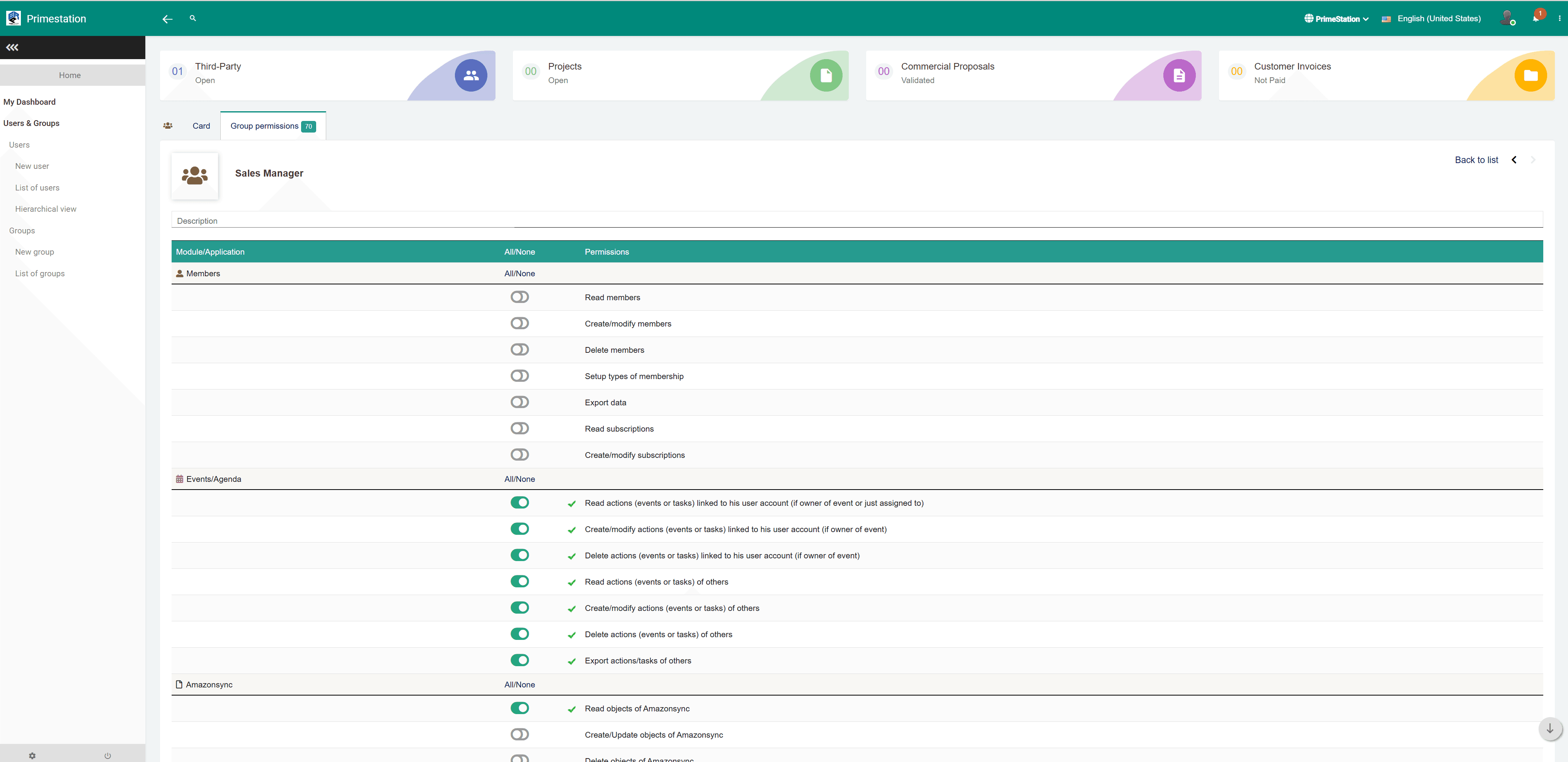 Prime Station ERP User and Permission Management