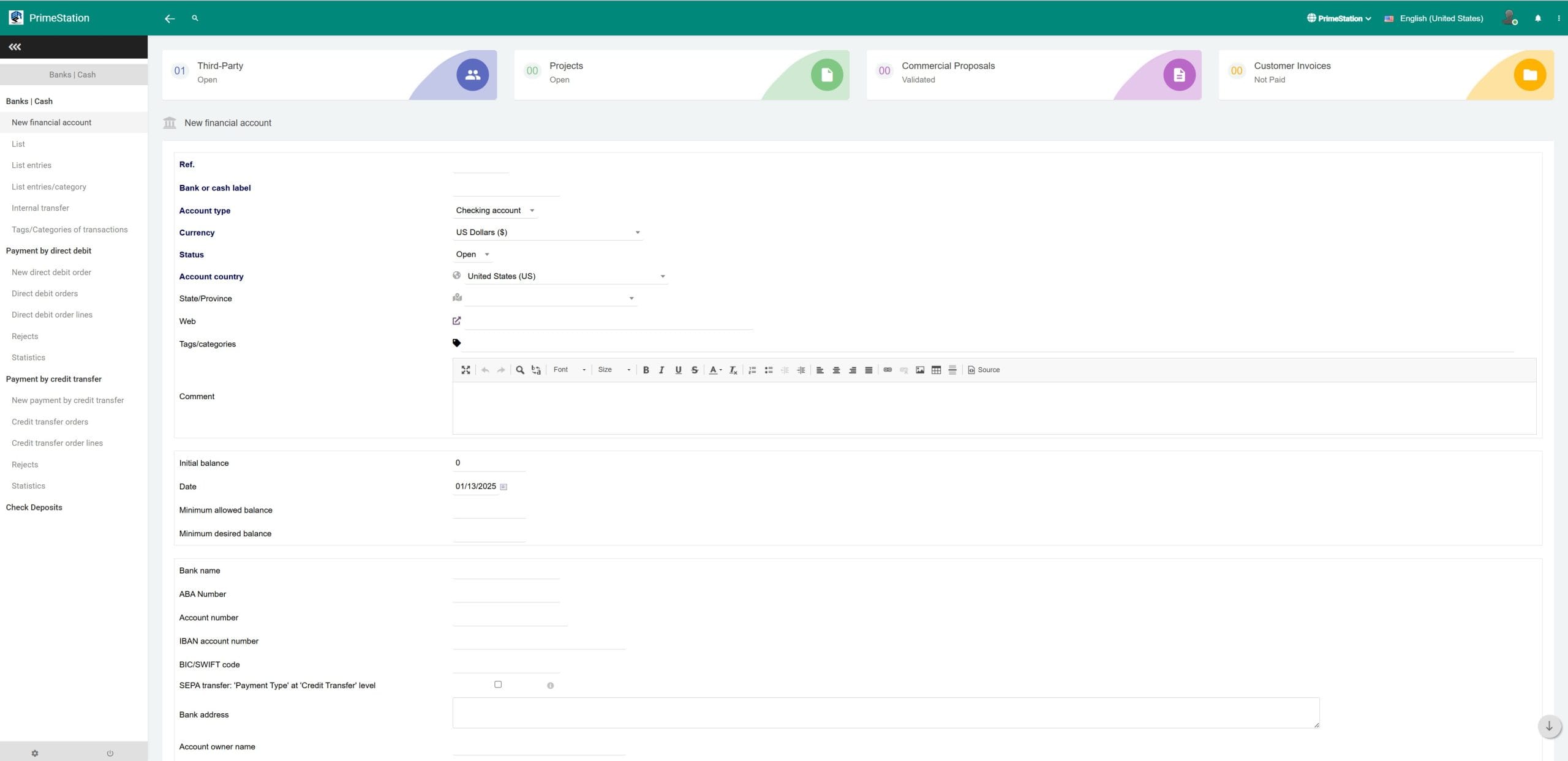 Setting Up Financial Account Prime Station ERP